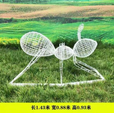 不锈钢几何户外金属网格蚂蚁雕塑