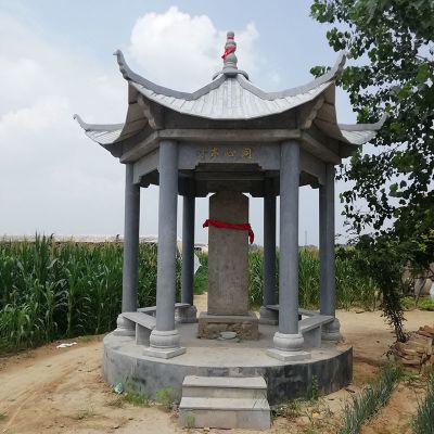农村户外摆放简易凉亭石碑雕塑