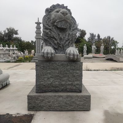 公园广场大理石石雕大型仿真动物卧着的狮子雕塑