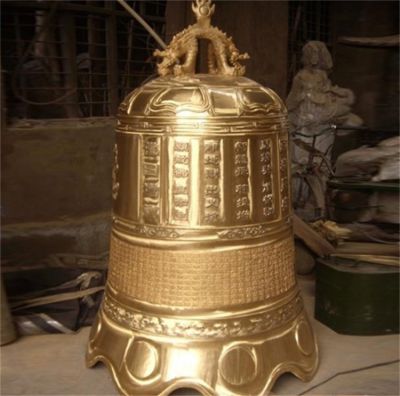 宗教寺庙喷金烤漆铜钟雕塑