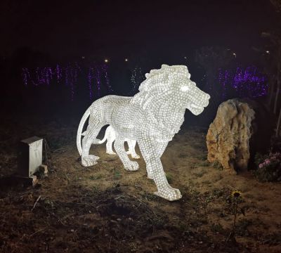 狮子雕塑户外园林景观动物不锈钢照明狮子雕塑
