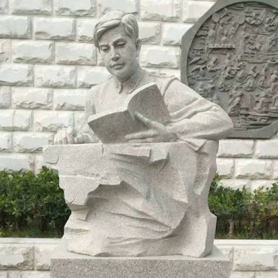 大理石石雕看书的人物雕塑