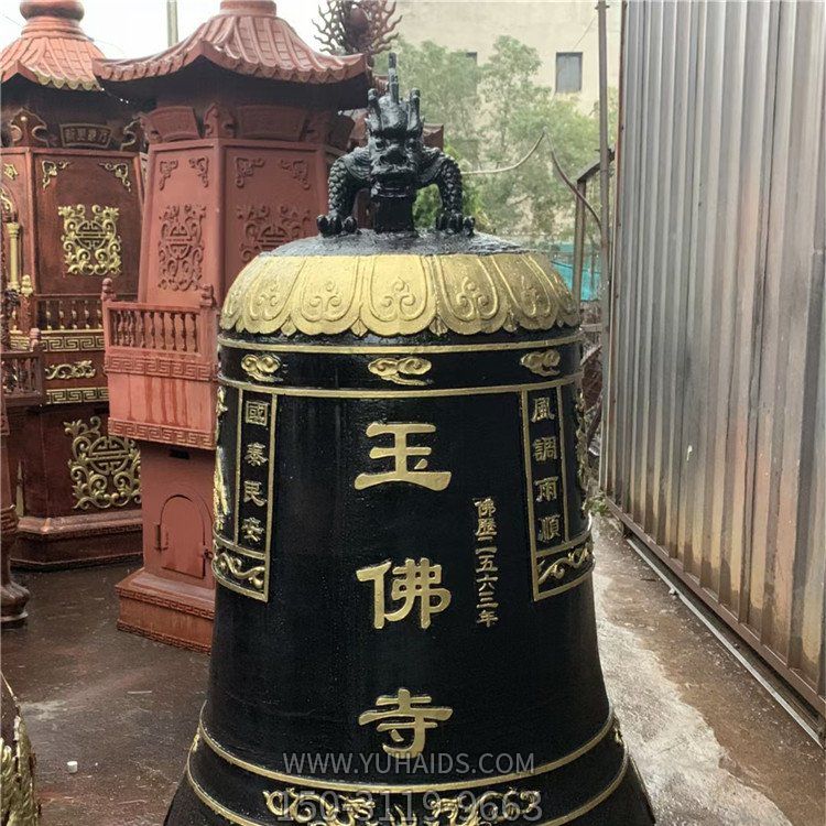 寺院吊钟塑像 厂家生产大型铜钟雕塑 定做黄铜钟摆件 青铜古钟雕塑