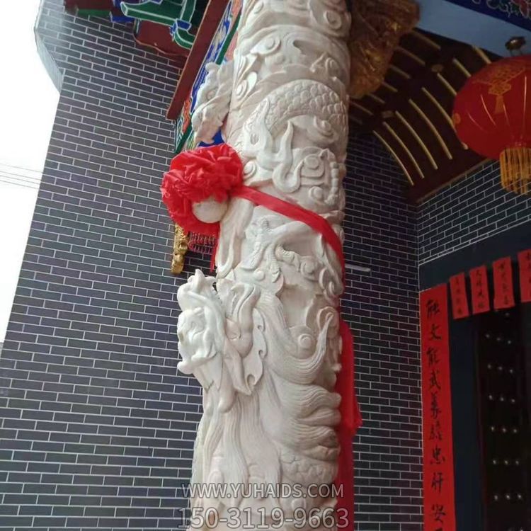 景区大型盘龙柱 气势雄厚夺目大型摆件园林景观石雕龙柱雕塑