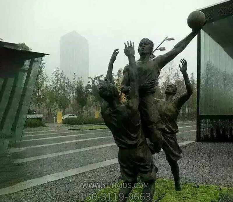 打篮球运动公园人物仿铜雕塑