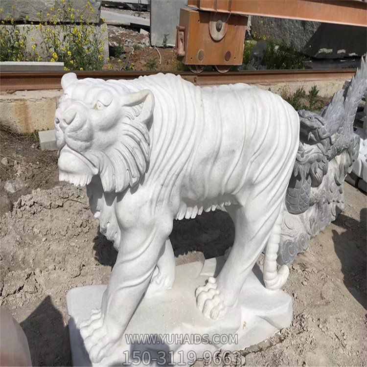 汉白玉石雕园林大型动物景观老虎雕塑