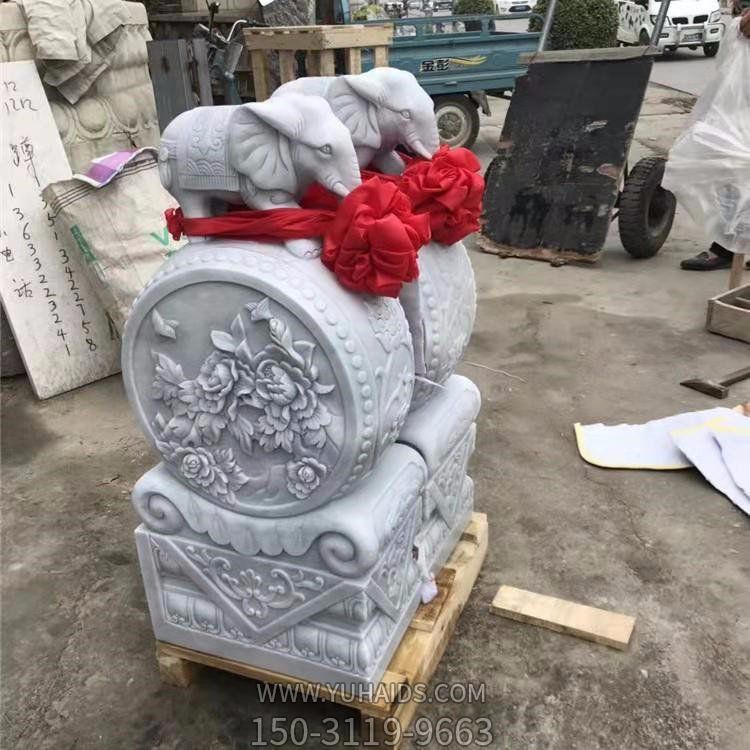 别墅装饰大理石雕刻大象门鼓雕塑
