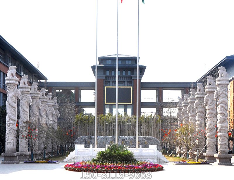 校园园林广场景观华表石柱装饰雕塑