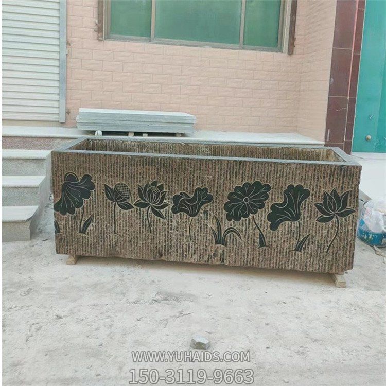庭院流水青石仿古作旧石雕鱼缸雕塑