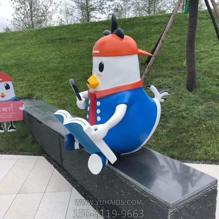 创意景观户外园林看书的卡通公仔雕塑