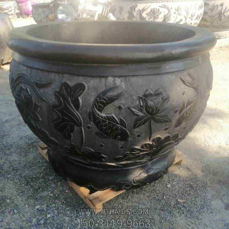 养鱼种花仿古石雕庭院摆件鱼缸雕塑