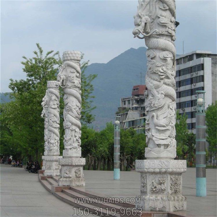 大理石石雕户外景观园林文化柱雕塑摆件