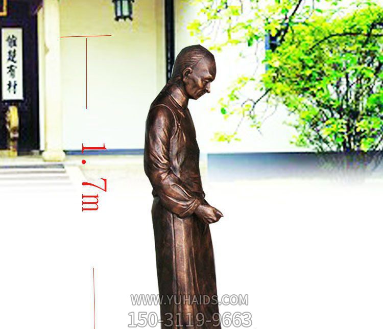 步行街广场店小二人物玻璃钢雕塑