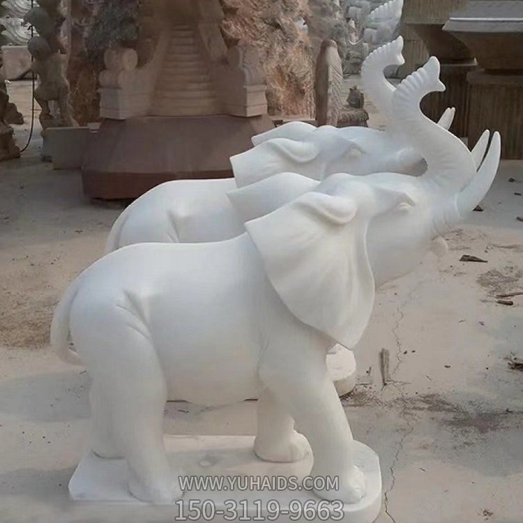 汉白玉石雕家居镇宅大象雕塑