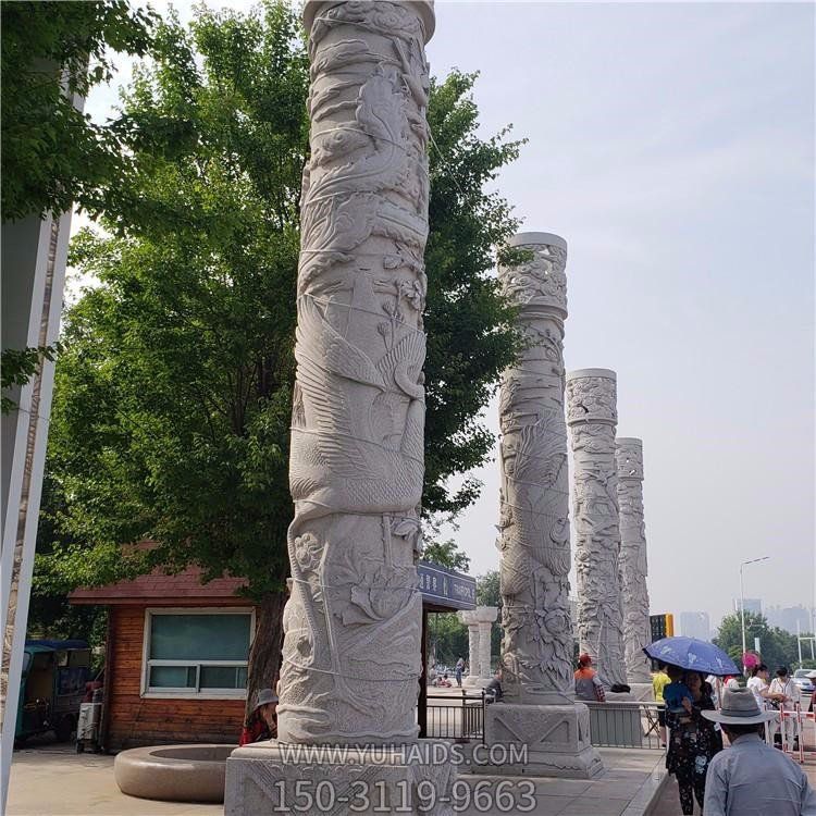 广场户外大型大理石龙柱雕塑
