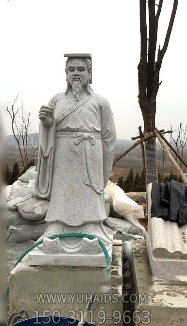 小区公园摆放唐朝著名书法家诗人柳公权大理石雕塑像