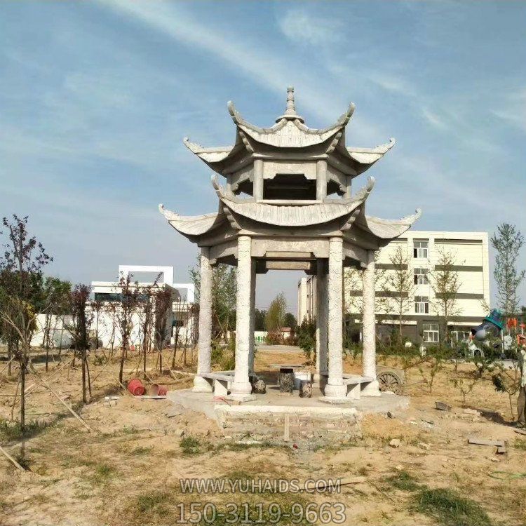 户外公园大理石石雕多层凉亭雕塑