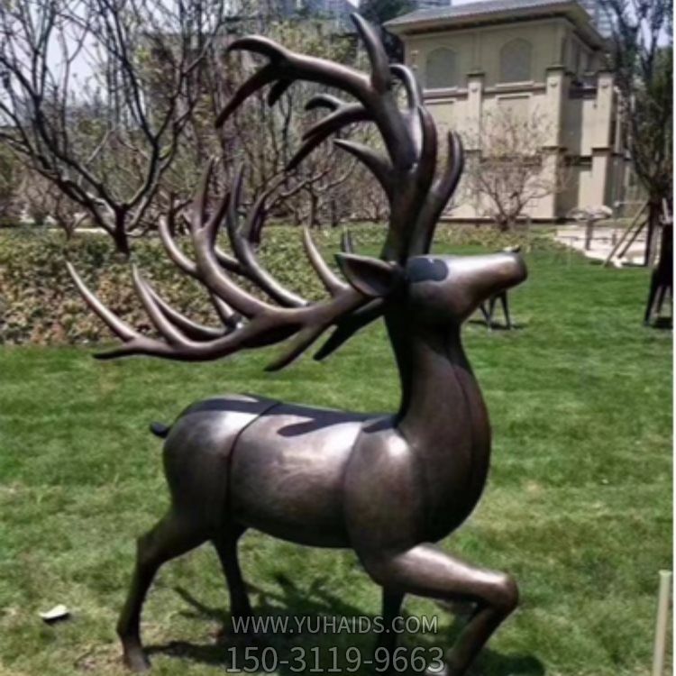 别墅园林户外摆放铸铜梅花鹿动物雕塑