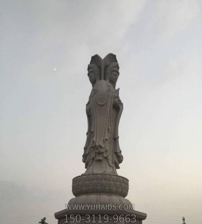 三面观音石雕像雕塑