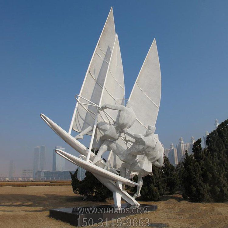 不锈钢抽象人物杨帆的景观摆件雕塑