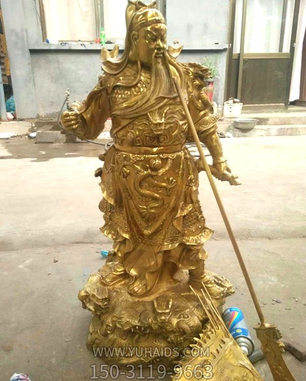 不锈钢漆金景区大型景观装饰品关公雕塑