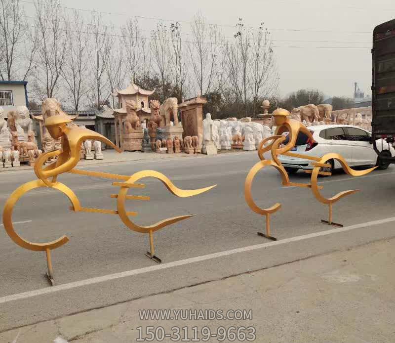 抽象仿真不锈钢铁艺骑单车雕塑 抽象仿真不锈钢铁艺骑单车雕塑