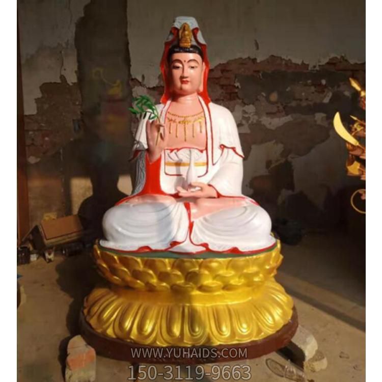 景区寺庙大型玻璃钢彩绘滴水观音雕塑