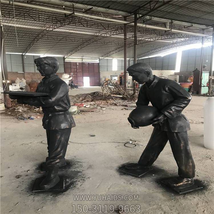 玻璃钢仿铜情景小品人物雕塑