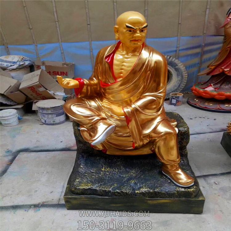 不锈钢喷金烤漆寺庙景区菩萨十八罗汉雕塑
