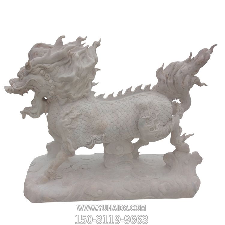 户外景区汉白玉石雕麒麟雕塑