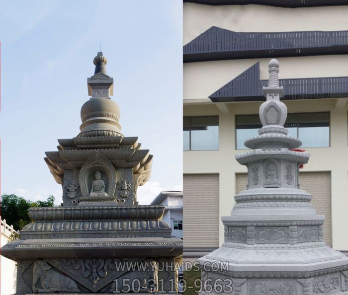 仿古青石寺庙景观舍利塔石雕雕塑