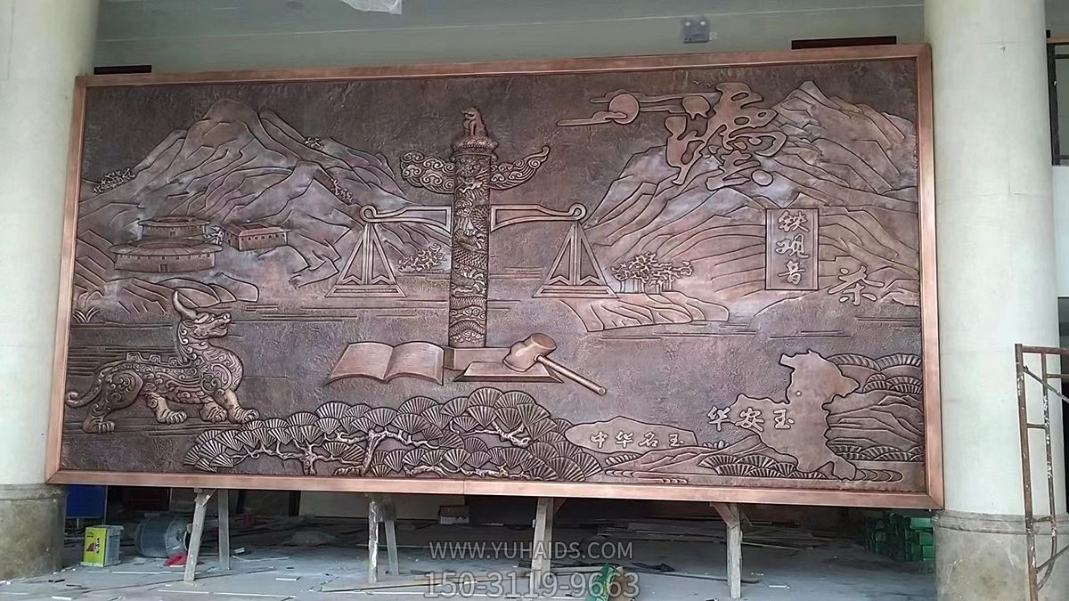 华安政务大厅地方主题浮雕,紫铜锻造壁画雕塑
