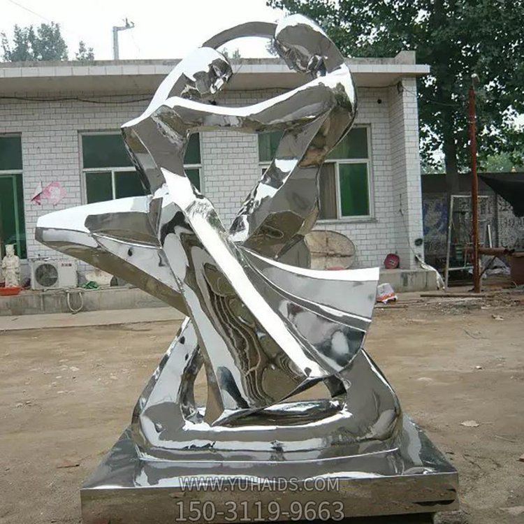 不锈钢镜面几何抽象园林景观抽象人物雕塑