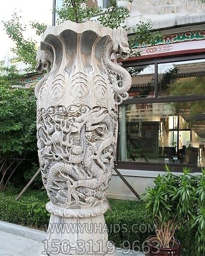 博物馆城市广场汉白玉龙腾花瓶石雕雕塑