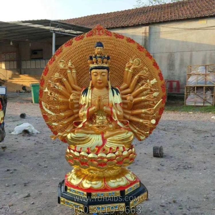 纯铜打造寺庙景区千手观音雕塑