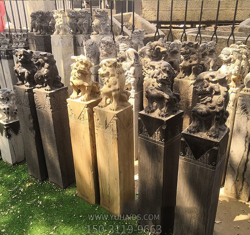 公园摆放大理石浮雕拴马柱雕塑