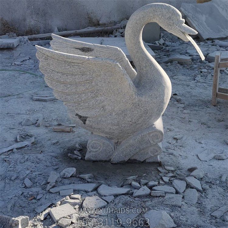 大理石花岗岩石雕天鹅流水喷泉摆件雕塑