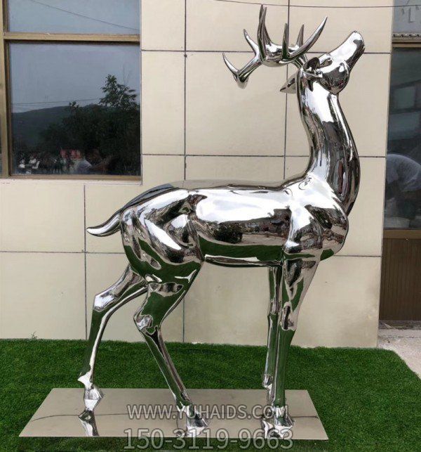 不锈钢梅花鹿公园动物雕刻摆件雕塑