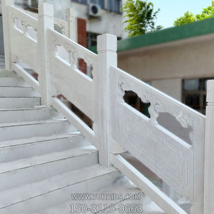 庭院中式汉白玉栏杆楼梯扶手雕塑