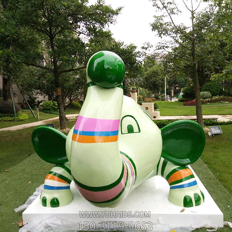 户外公园大型卡通玻璃钢彩绘创意大象雕塑