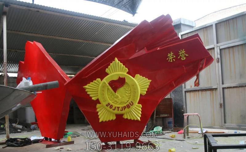 广场大型户外景观玻璃钢旗帜雕塑