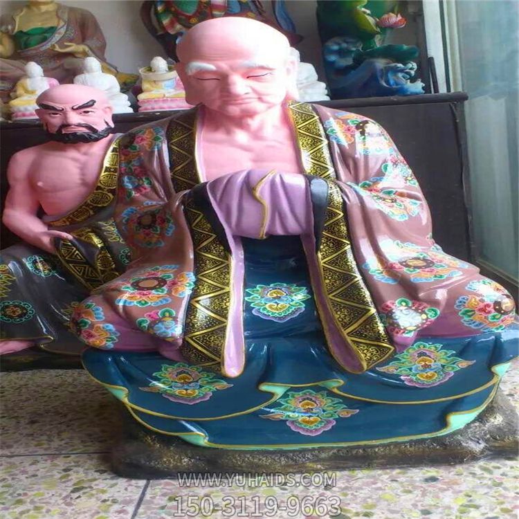 玻璃钢彩绘寺庙供奉神佛菩萨十八罗汉雕塑