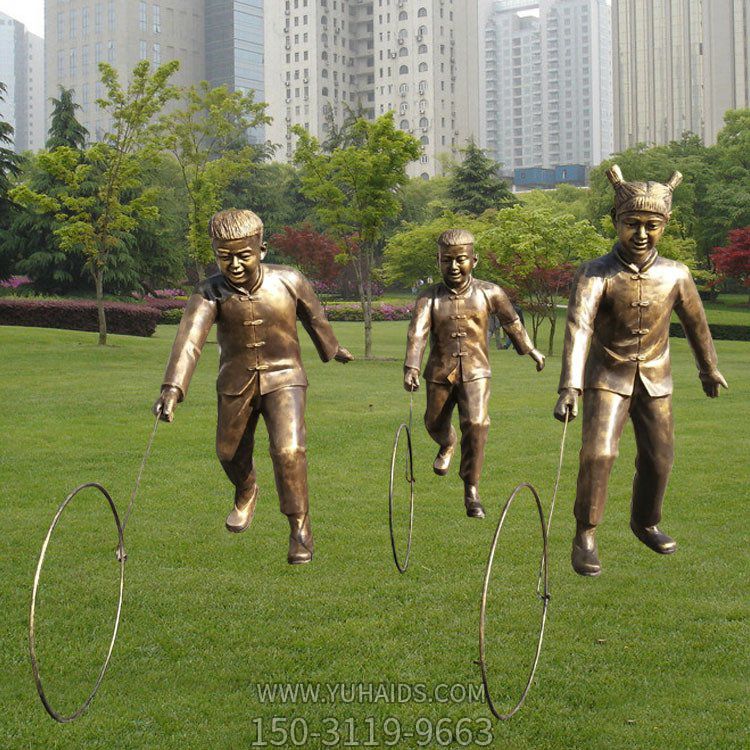 铜雕户外公园玩耍的儿童景观雕塑