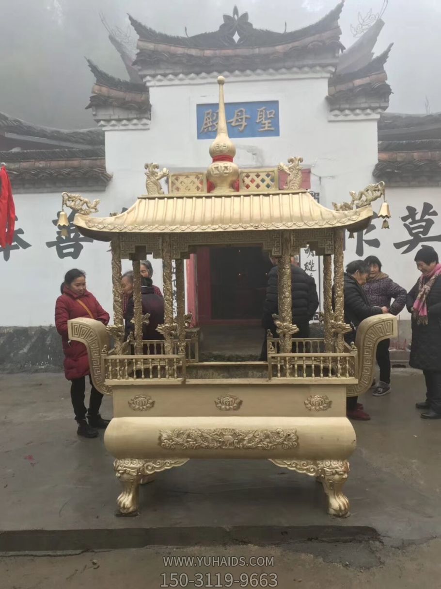 祠堂道观上香祈福镀金香炉雕塑