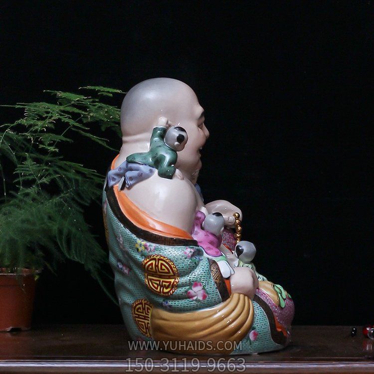 玻璃钢彩绘寺庙摆件弥勒佛雕塑
