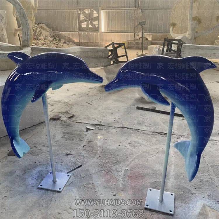 码头海鲜城玻璃钢海豚造型门拱雕塑摆件