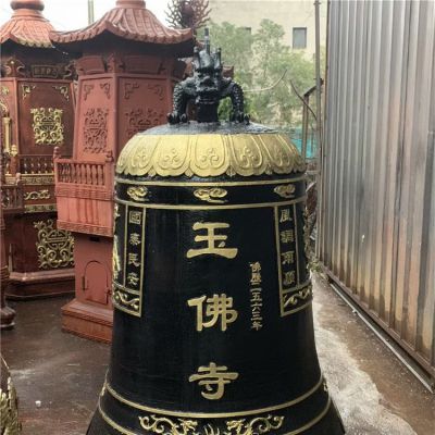 寺院吊钟塑像 厂家生产大型铜钟雕塑 定做黄铜钟摆件 青铜古钟雕塑