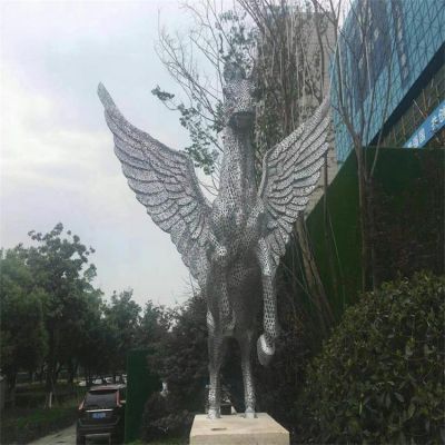 户外广场不锈钢大型飞马雕塑