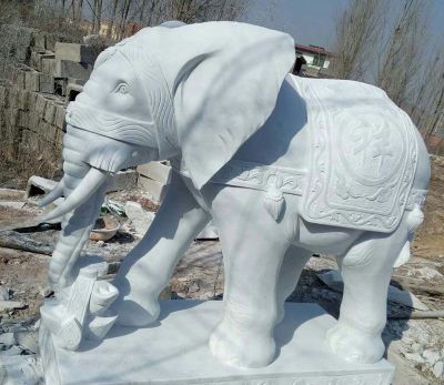 酒店寺院大理石石雕大象雕塑