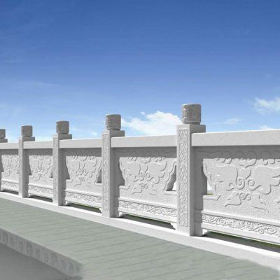 公园街道安装汉白玉雕刻扶手防护栏杆